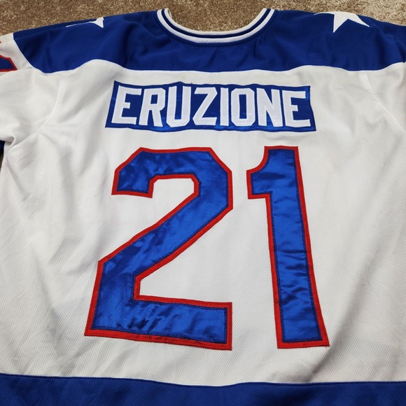 USA Hockey Mike Eruzione 21 Miracle on Ice 1980 Jersey White Red Blue Men XL - Picture 7 of 8